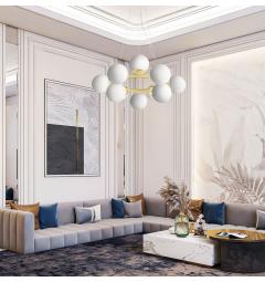 Lampadario a sospensione oro di design 12 luci a sfera - Arrediorg