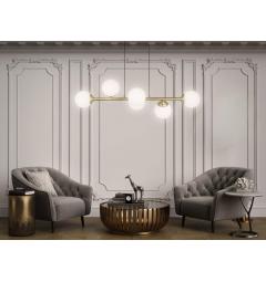 Lampadario a sfera con placca a soffitto ottone 6 sfere FINO W6 - Arrediorg