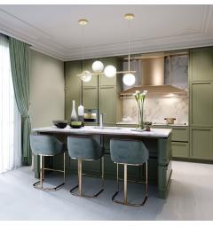 Lampadario a sospensione con barra orizzontale 4 punti luce a sfera - Arrediorg