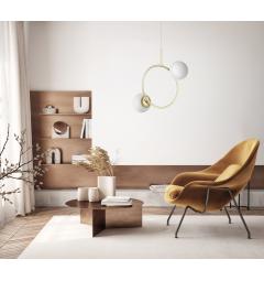 Lampadario a sospensione con struttura circolare e 2 punti luce a sfera - Arrediorg