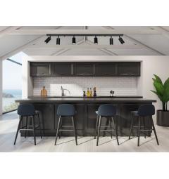 Plafoniera in metallo nero con piastra rettangolare a soffitto 6 punti luce