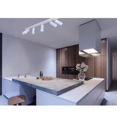 Plafoniera bianco con piastra rettangolare a soffitto 6 punti luce Plafoniera bianco con piastra rettangolare a soffitto 6 punti luce