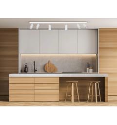 Plafoniera bianco con piastra rettangolare a soffitto 6 punti luce Plafoniera bianco con piastra rettangolare a soffitto 6 punti luce
