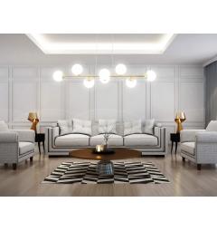 Lampadario dorato con placca a soffitto 8 sfere FINO W8