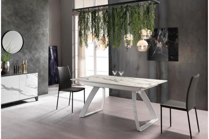 Tavolo Rettangolare Moderno con Piano Effetto Marmo