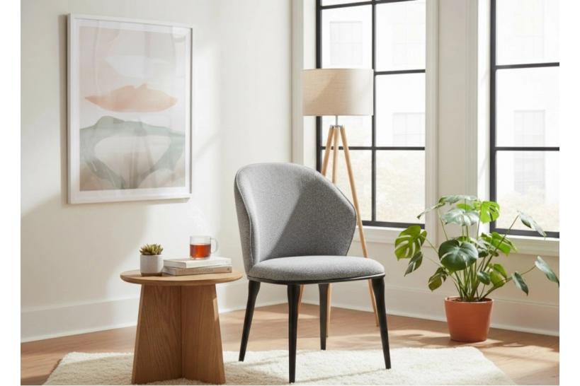 Sedia imbottita grigia design moderno SIENA