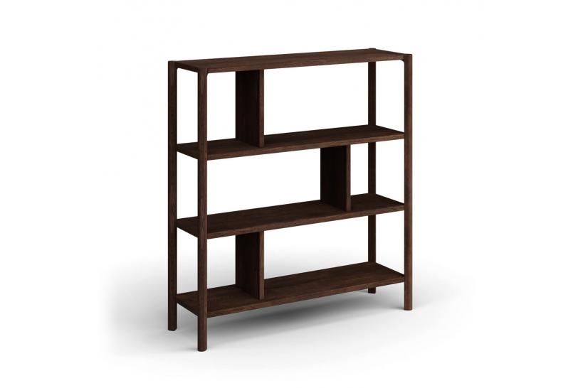 Libreria moderna in rovere massello tabacco