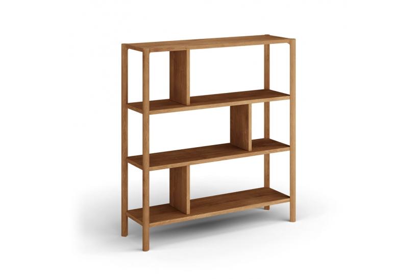 Libreria bassa in legno massello di rovere naturale oliato