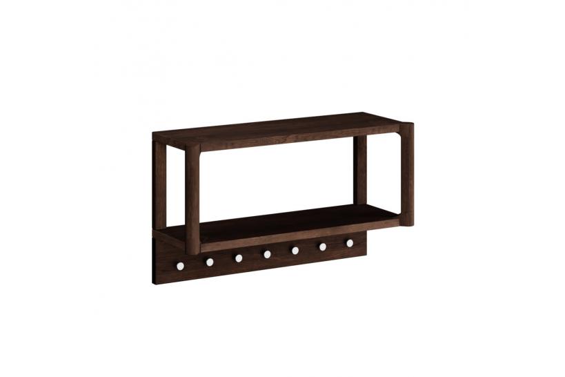 Appendiabiti moderno in rovere massello tabacco con mensola