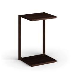 Tavolino salvaspazio con base a slitta rovere massello tabacco