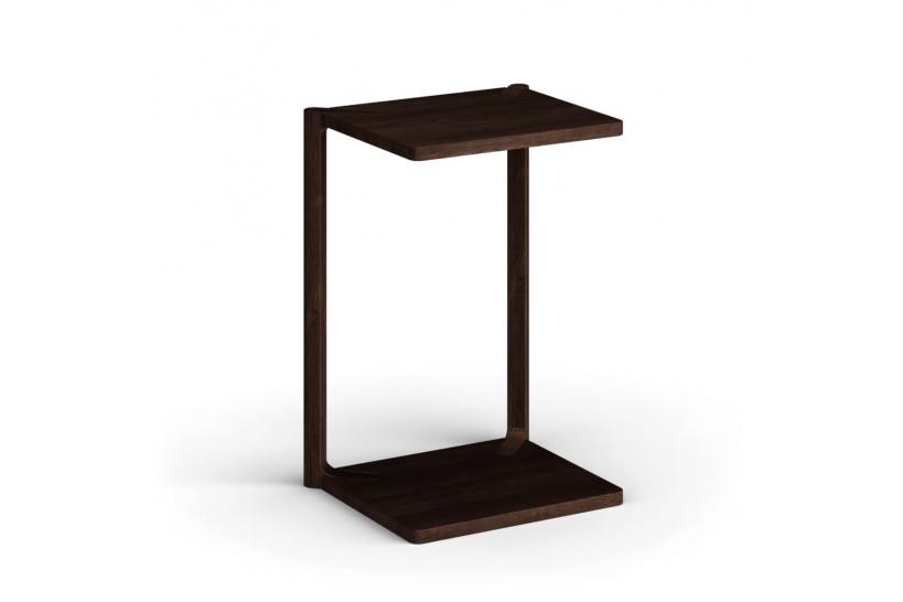 Tavolino salvaspazio con base a slitta rovere massello tabacco