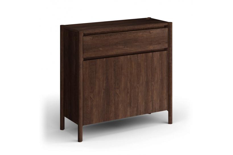 Scarpiera chiusa stile moderno in rovere massello tabacco