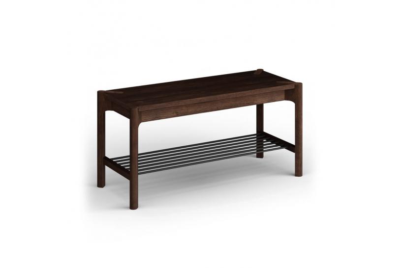 Scarpiera a panca in rovere massello tabacco