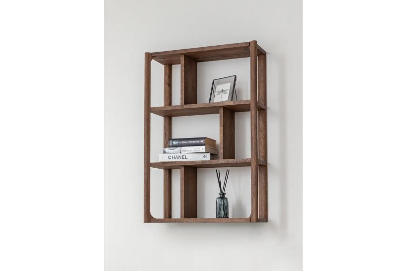 Mensola libreria design moderno in rovere massello tabacco