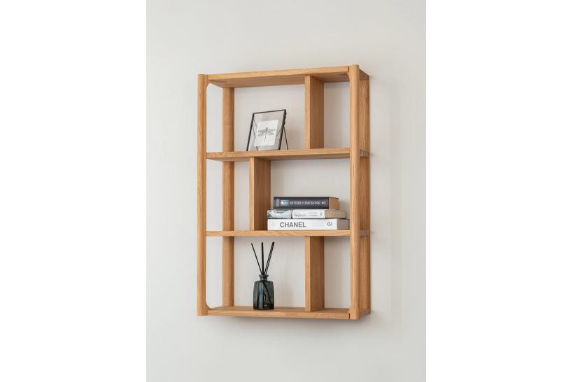 Libreria a parete moderna in rovere massello naturale