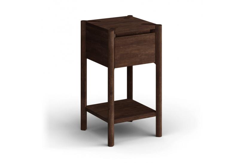 Tavolinetto moderno con cassetto rovere massello tabacco