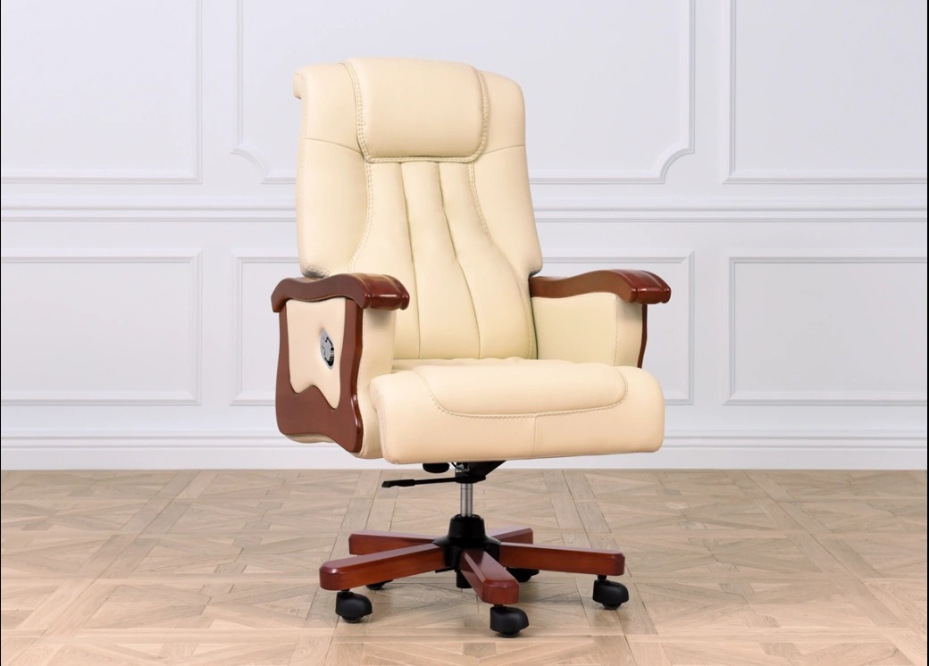 sedia ufficio direzionale in pelle e legno