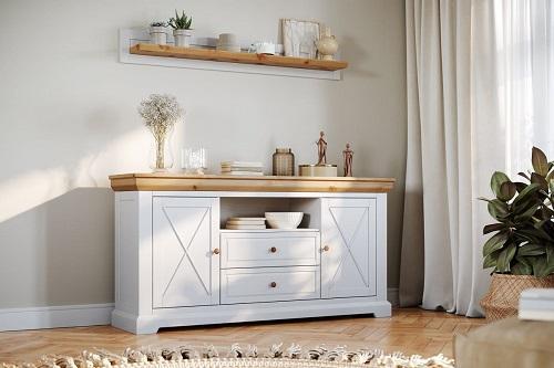 CREDENZA CON VETRINA IN LEGNO NOCE MASSELLO x cucina soggiorno sala pranzo