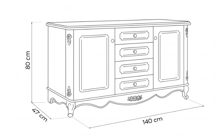 CREDENZA AVORIO STILE CLASSICO LEGNO