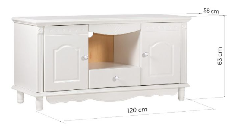 Mobile porta tv legno bianco in stile provenzale 120 cm