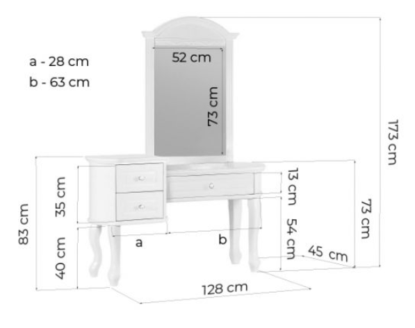 misure toeletta provenzale legno princess 806