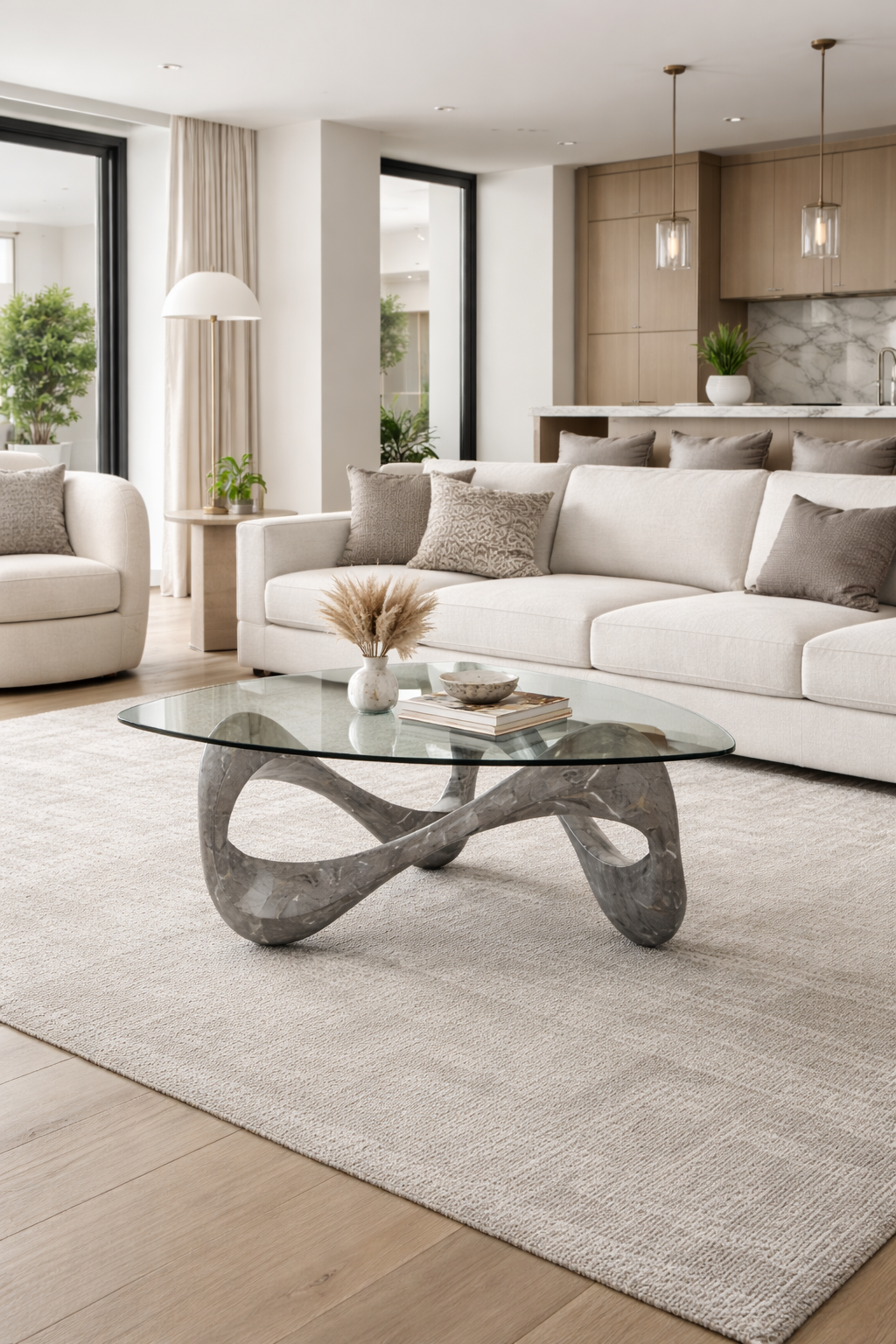 Tavolino moderno piano irregolare vetro