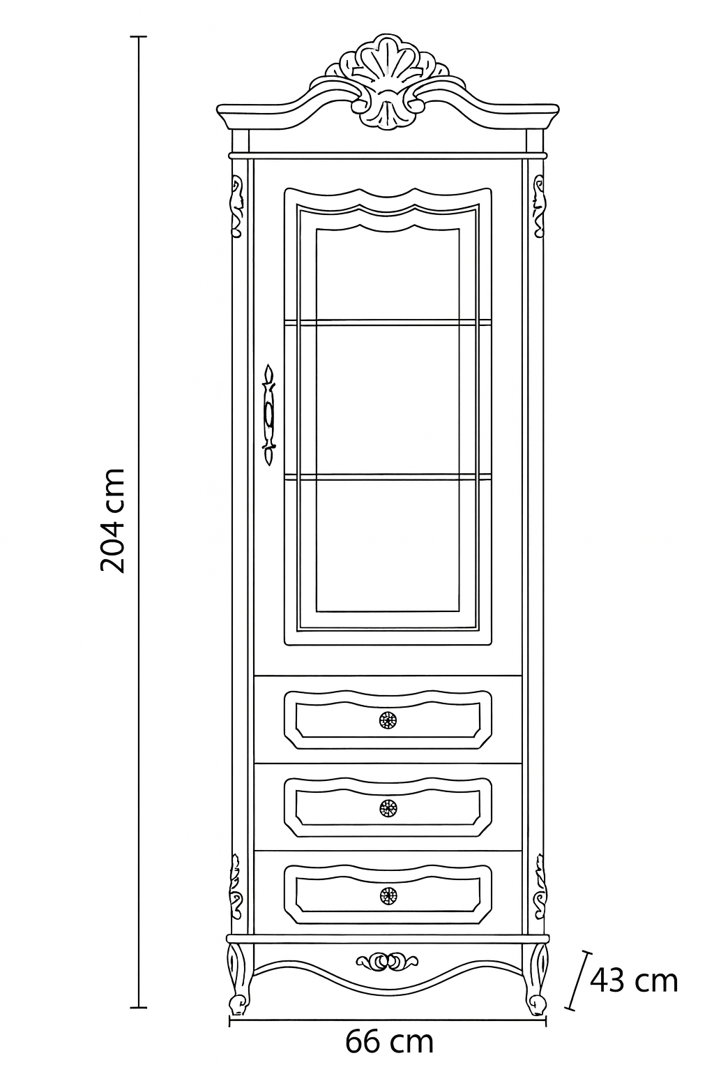 VETRINA CLASSICA APERTURA A DESTRA AVORIO