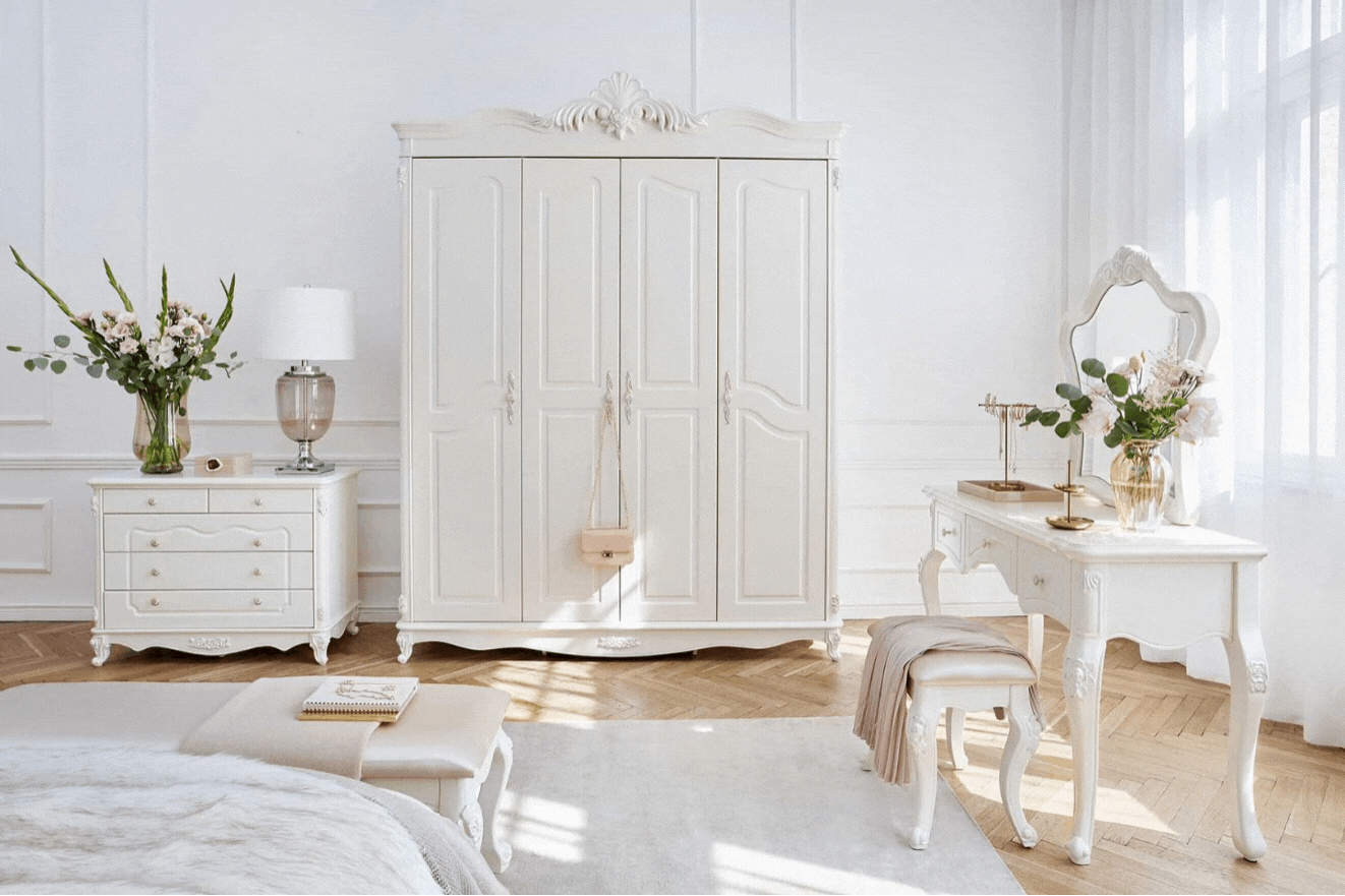 armadi bianchi classici 4 ante legno 