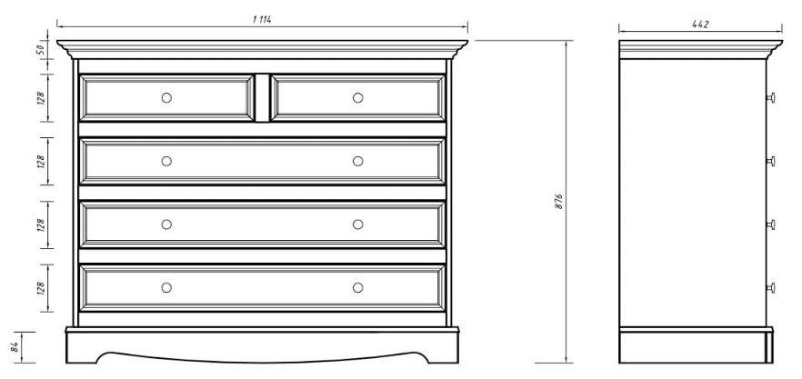 comò cassettone shabby chic bianco pino massello piano color noce