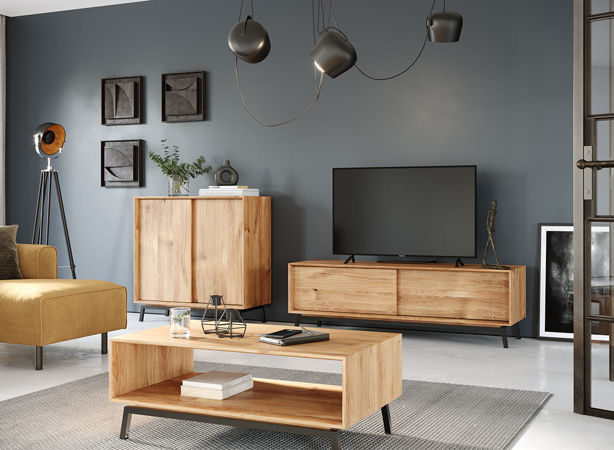 credenza legno naturale moderna rovere massello oliato