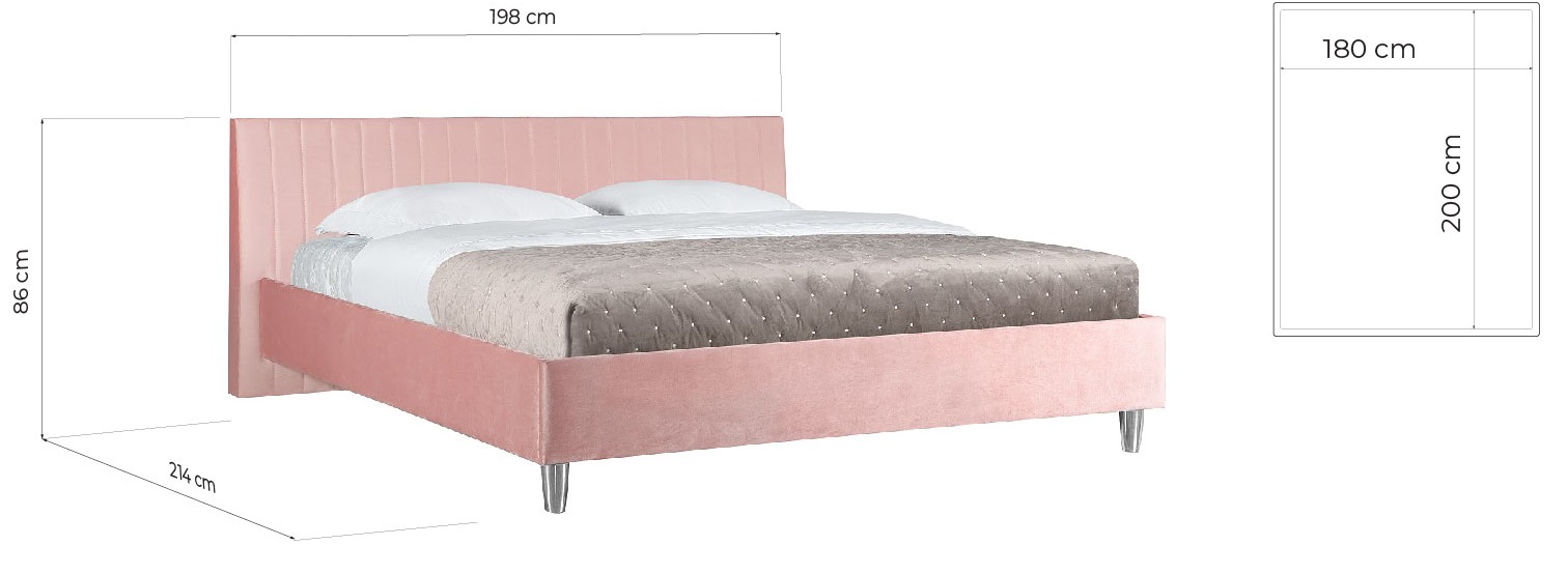 Il letto matrimoniale è caratterizzato da differenti misure secondo il luogo di realizzazione: Misure Letto Matrimoniale : Letto Matrimoniale Rosa Rivestito In Tessuto 180x200 Arrediorg It