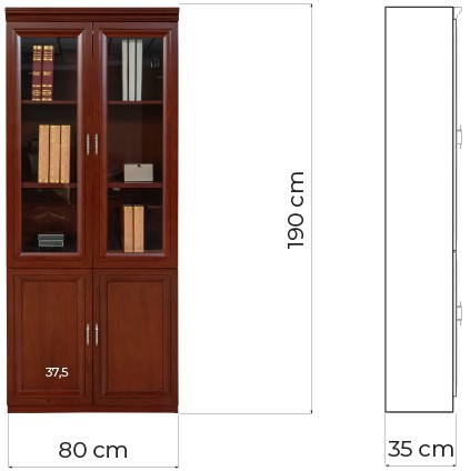libreria ufficio ante vetro stile classico legno marrone noce prestige c620a