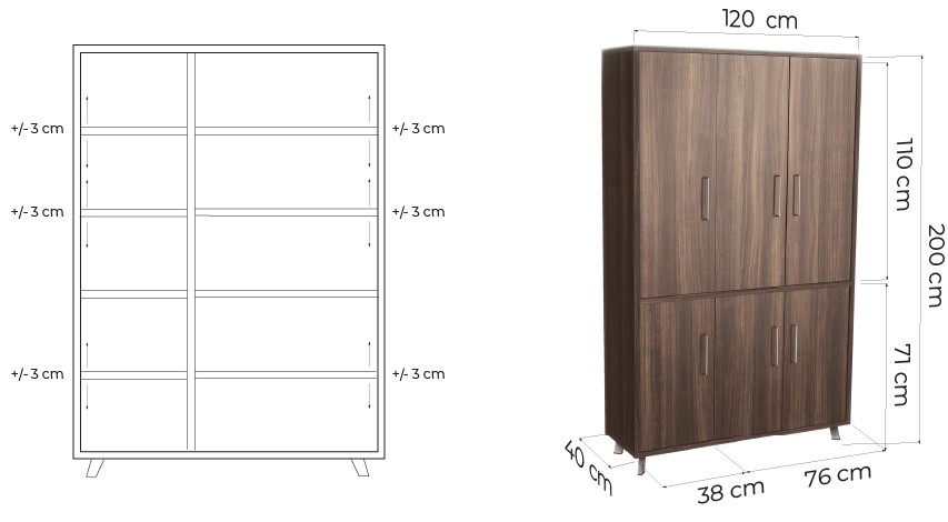 libreria ufficio 3 ante legno noce scuro in stile moderno ante chiuse