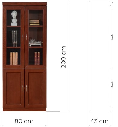 libreria ufficio con ante in legno a forma di vetrina per esporre libri e conservare faldoni prestige C720A
