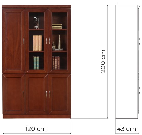 libreria ufficio in legno tre ante vetro e legno alternate in stile classico C730 C828-32 arrediorg