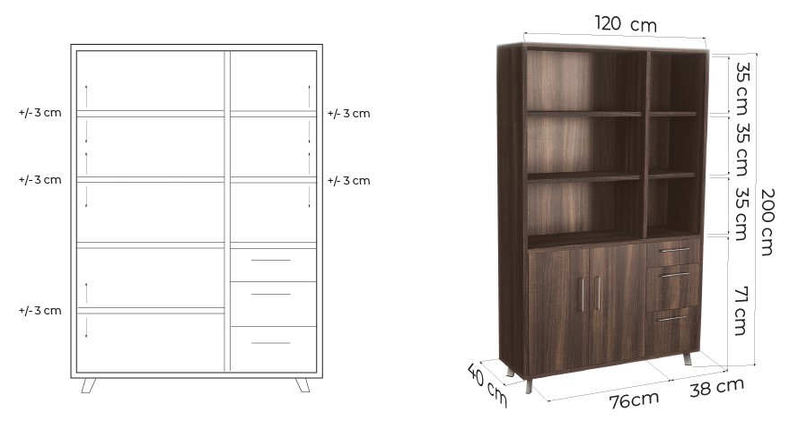 librerie ufficio design noce scuro dimensioni