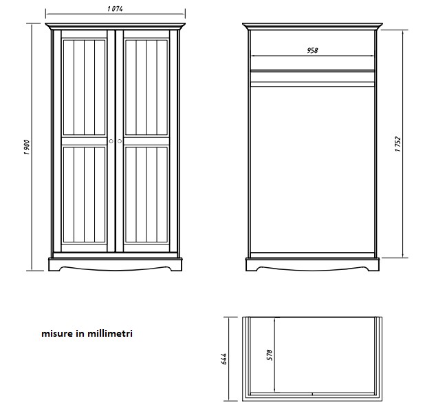 armadio shabby chic 2 ante bicolore bianco noce