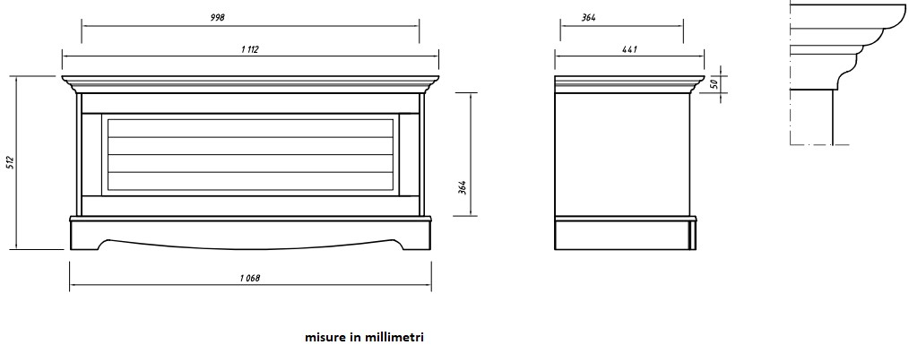 baule shabby chic pino massello bianco e piano tinto noce