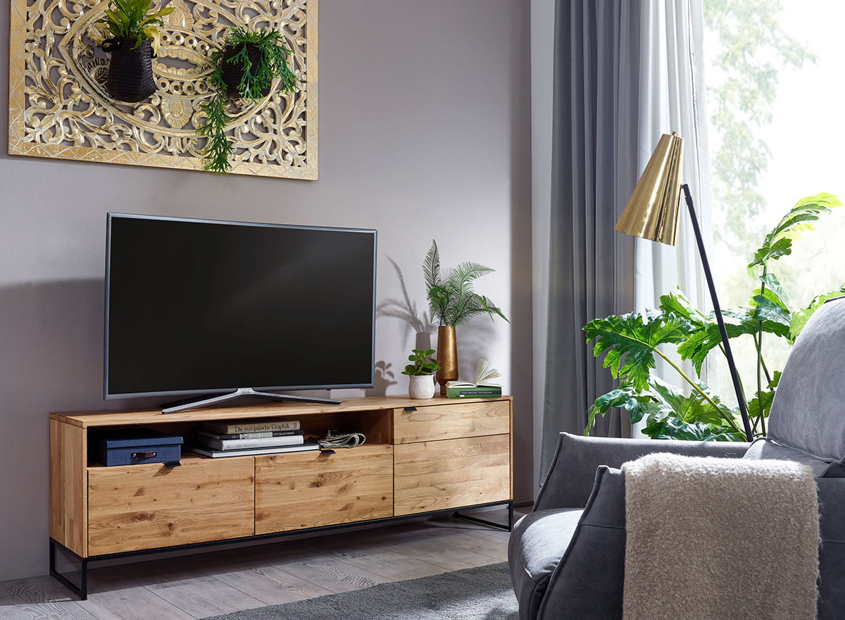 porta tv legno naturale moderno minimalista rovere massello oliato