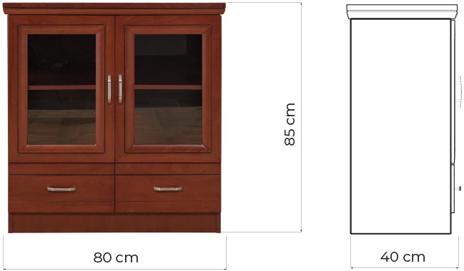 mobiletto comodino basso due ante vetro per ufficio prestige c625b