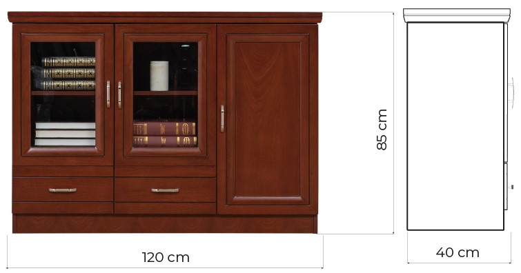 mobiletto ufficio in legno noce marrone prestige c635a con tre ante