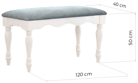 panca fondo letto legno bianco con velluto blu