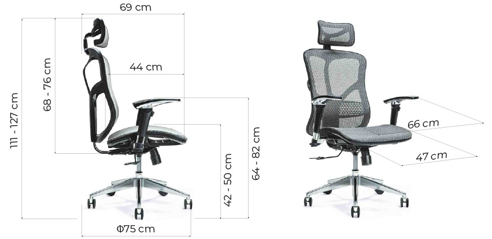 poltrone da ufficio ergonomiche rete traspirante dimensioni