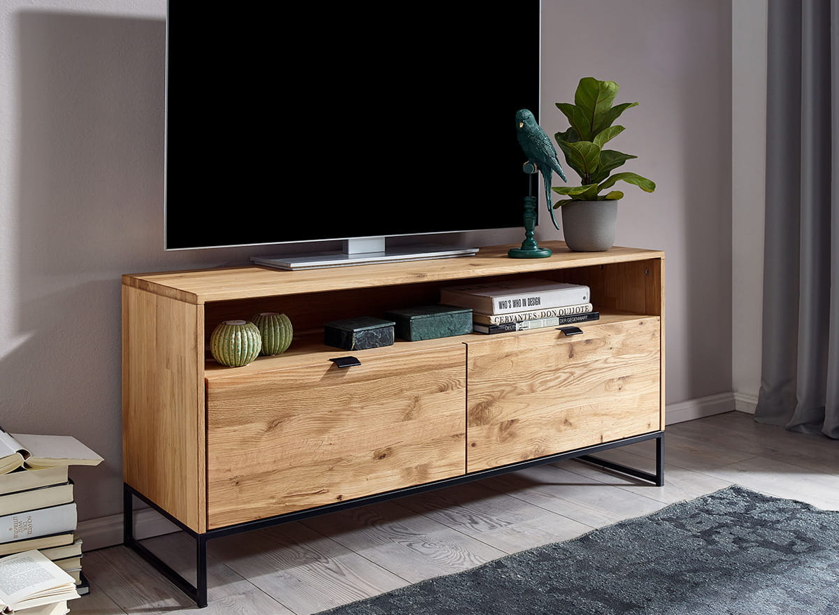 porta tv piccolo 2 ante legno naturale industriale minimalista rovere massello oliato