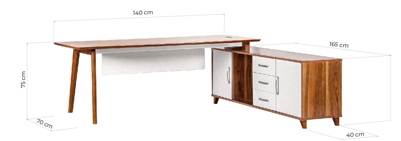 scrivanie moderne mobile di servizio in legno noce lungo 140 cm