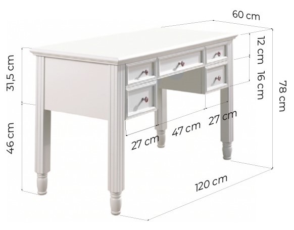 scrivanie stile provenzale con cassetti misure Arrediorg Princess