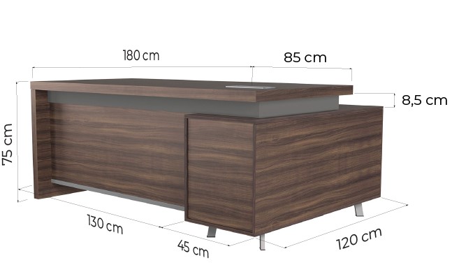 scrivania da studio design color legno noce scuro