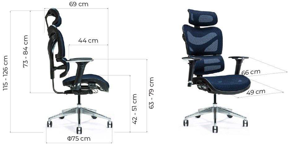 Sedia ergonomica da ufficio blu con supporto lombare ERGO-Arrediorg