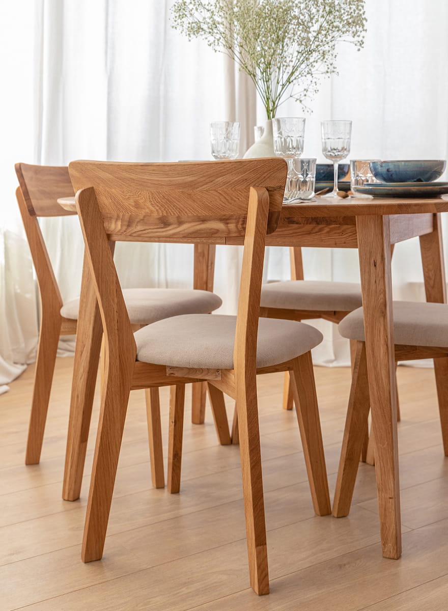 set sedia rovere massello sedile beige da pranzo