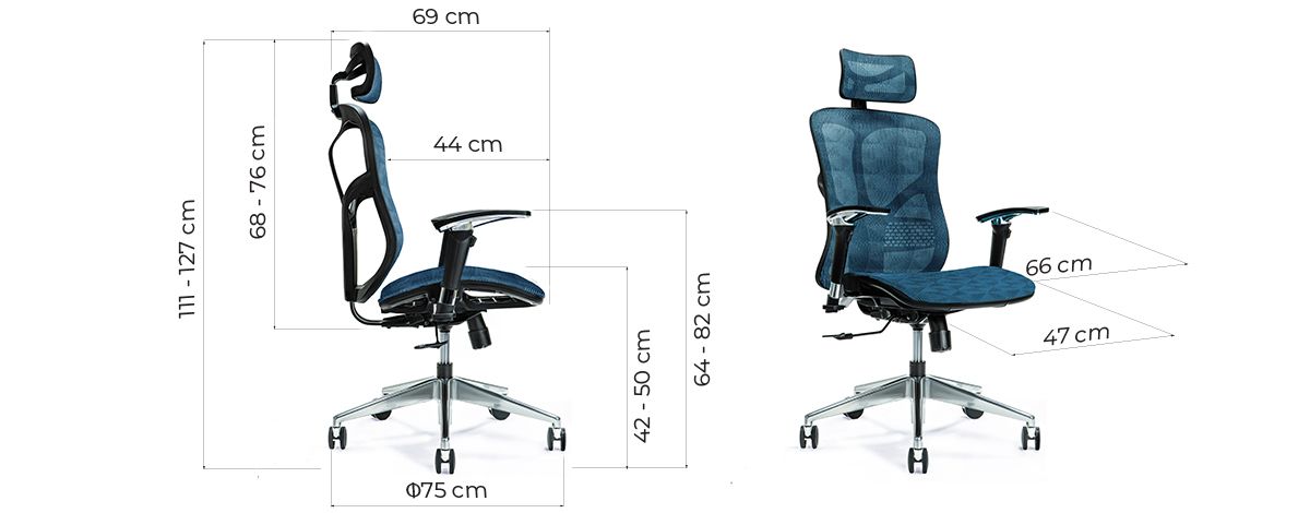 Poltrona ergonomica ufficio con ruote in rete blu ERGO 500-Arrediorg